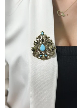 Brož XZ459-191 zlato + modrá Brož XZ459-191 zlato + modrá