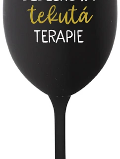 DĚDEČKOVA TEKUTÁ TERAPIE - černá sklenice na víno 350 ml
