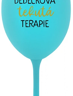 DĚDEČKOVA TEKUTÁ TERAPIE - tyrkysová sklenice na víno 350 ml