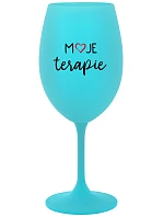 MOJE TERAPIE - tyrkysová sklenice na víno 350 ml