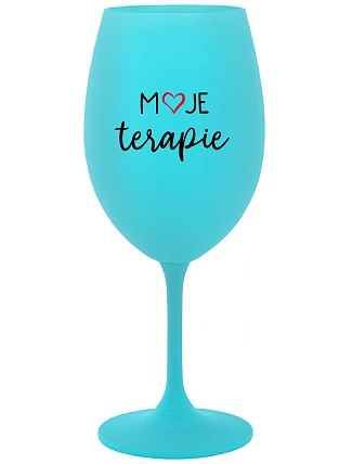MOJE TERAPIE - tyrkysová sklenice na víno 350 ml