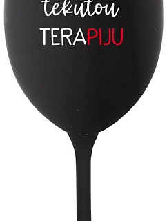 POTŘEBUJU TEKUTOU TERAPIJU - černá sklenice na víno 350 ml