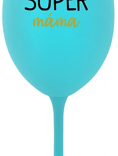 SUPER MÁMA - tyrkysová sklenice na víno 350 ml