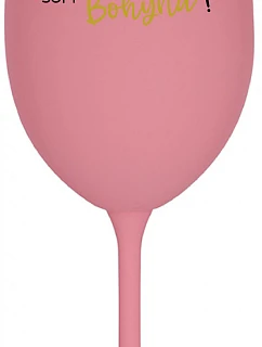 VÍNO JE NÁPOJ BOHOV. SOM BOHYŇA! - ružový pohár na víno 350 ml