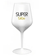 SUPER TÁTA - bílá nerozbitná sklenice na víno 470 ml