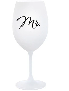 MR. - bílá sklenice na víno 350 ml