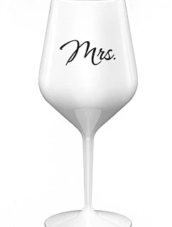 MRS. - bílá nerozbitná sklenice na víno 470 ml