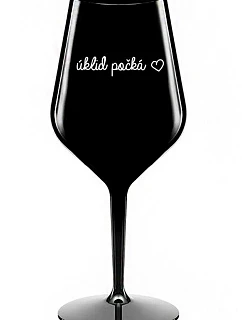 ÚKLID POČKÁ - černá nerozbitná sklenice na víno 470 ml
