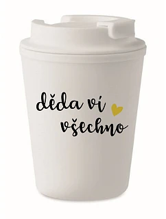 DĚDA VÍ VŠECHNO - bílý termohrnek 300 ml