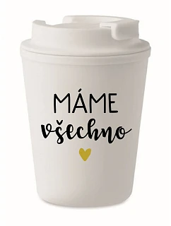 MÁME VŠECHNO - bílý termohrnek 300 ml