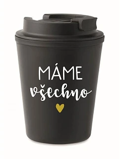 MÁME VŠECHNO - černý termohrnek 300 ml