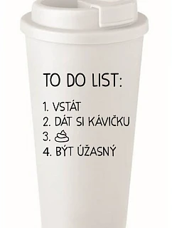 TO DO LIST: BÝT ÚŽASNÝ - bílý termohrnek 475 ml