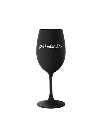 POHODINDA - černá sklenice na víno 350 ml