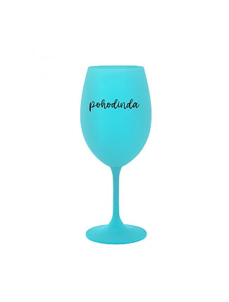 POHODINDA - tyrkysová sklenice na víno 350 ml