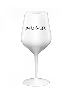 POHODINDA - bílá nerozbitná sklenice na víno 470 ml
