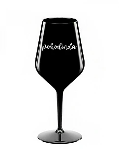 POHODINDA - černá nerozbitná sklenice na víno 470 ml