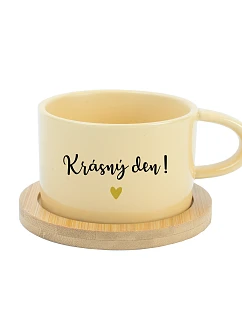 KRÁSNÝ DEN! - žlutý hrníček makronka 200 ml