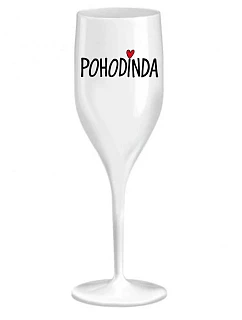 POHODINDA - bílá nerozbitná prosecco sklenice 150 ml