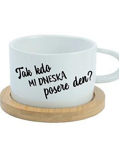 TAK KDO MI DNESKA POSERE DEN? - bílý hrníček makronka 200 ml