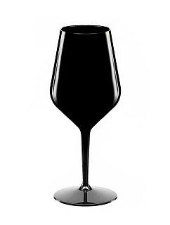 Černá nerozbitná plastová sklenice na víno 470 ml 6pack