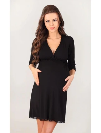 Dámská noční košilka 3024 Černá - LupoLine Dámská noční košilka 3024 Černá - LupoLine