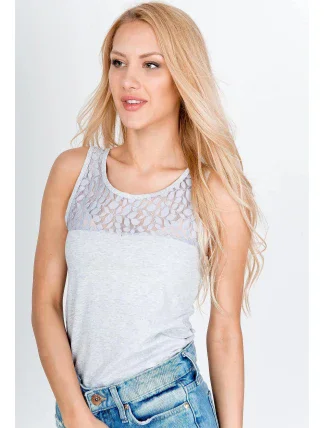 Dámské tílko s krajkou P227 Šedá - Miego Dámské tílko s krajkou P227 Šedá - Miego