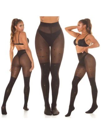 Dámské sexy punčocháče "Hearts" SH6718 černé - In-StyleFashion