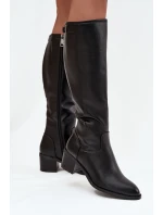 Dámské kozačky na podpatku 58589 Černá - VINCEZA