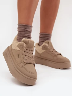 Dámské zateplené sportovní boty na platformě SS274105 Béžová - Big Star
