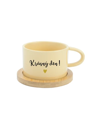 KRÁSNÝ DEN! - žlutý hrníček makronka 200 ml KRÁSNÝ DEN! - žlutý hrníček makronka 200 ml