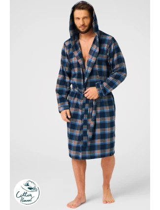 Pánský župan MGL 431 Modrá s hnědou - KEY Pánský župan MGL 431 Modrá s hnědou - KEY