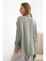 Dámská košile s ozdobnými knoflíky 61953 Khaki zelená - K-Fashion Dámská košile s ozdobnými knoflíky 61953 Khaki zelená - K-Fashion