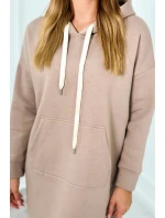 Dlouhé šaty s kapucí 9623 Tmávě béžová - K-Fashion Dlouhé šaty s kapucí 9623 Tmávě béžová - K-Fashion