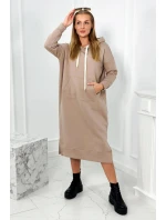 Dlouhé šaty s kapucí 9623 Tmávě béžová - K-Fashion Dlouhé šaty s kapucí 9623 Tmávě béžová - K-Fashion