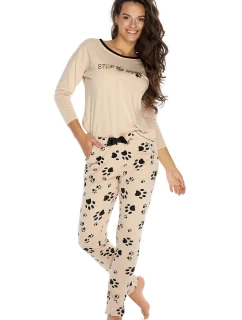 Dámské pyžamo PDD-08 Béžová vzor - Piu Bella