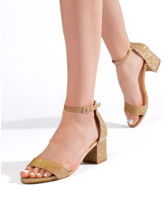 Dámské sandály na širokém podpatku BL435 Zlatá - Lady Glory