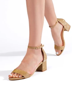 Dámské sandály na širokém podpatku BL435 Zlatá - Lady Glory