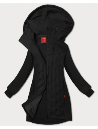 Černá dlouhá dámská mikina s kapucí LHD (AMG-178) - Goodlooking