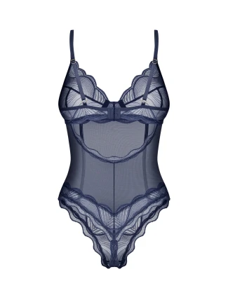 Dámské body Nightly Blue Crotchless Teddy tm. modré - Obsessive Dámské body Nightly Blue Crotchless Teddy tm. modré - Obsessive