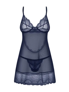 Dámská svůdná košilka Nightly Blue Chemise tm. modrá - Obsessive