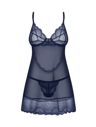 Dámská svůdná košilka Nightly Blue Chemise tm. modrá - Obsessive Dámská svůdná košilka Nightly Blue Chemise tm. modrá - Obsessive