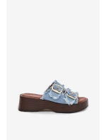 Dámské pantofle na platformě 100-486 Jeans modrá s černou - Joalice Paris