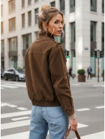 Dámská semišová bunda / bomber TY5578 Tmavě hnědá - Fashion Street