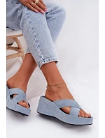 Dámské semišové nazouváky G517 modré - Joalice Paris