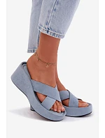 Dámské semišové nazouváky G517 modré - Joalice Paris