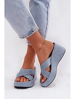 Dámské semišové nazouváky G517 modré - Joalice Paris