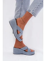 Dámské semišové nazouváky G517 modré - Joalice Paris