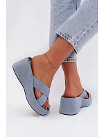 Dámské semišové nazouváky G517 modré - Joalice Paris