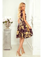 Rozšířené dámské šaty 114-13 černo-žluté - Numoco