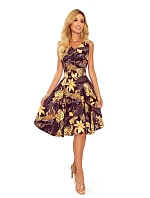 Rozšířené dámské šaty 114-13 černo-žluté - Numoco